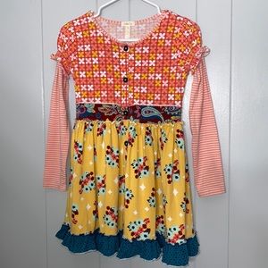 Matilda Jane Annika Girl’s Long Sleeve Twirl Floral Ruffle Dress Size 10